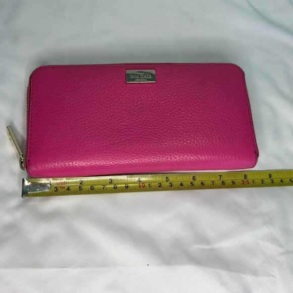 Kate Spade Bright Pink Long Zippy Zip Around Organization Leather Wallet Large - Picture 11 of 15